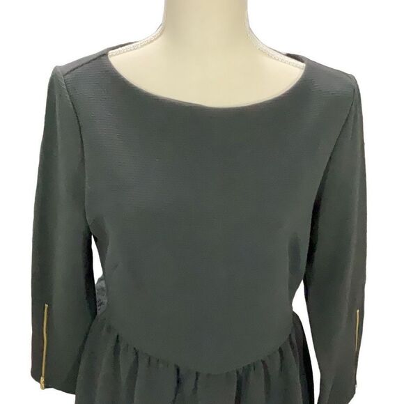 NWT LOFT Ann Taylor Black A Line Dress Long Sleeve Full Zip Ribbed Stretch Sz 8 - Picture 2 of 6